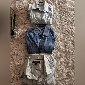 Banana Republic Men's White and Blue Grid Shirt. Bundle of 3 shirts.